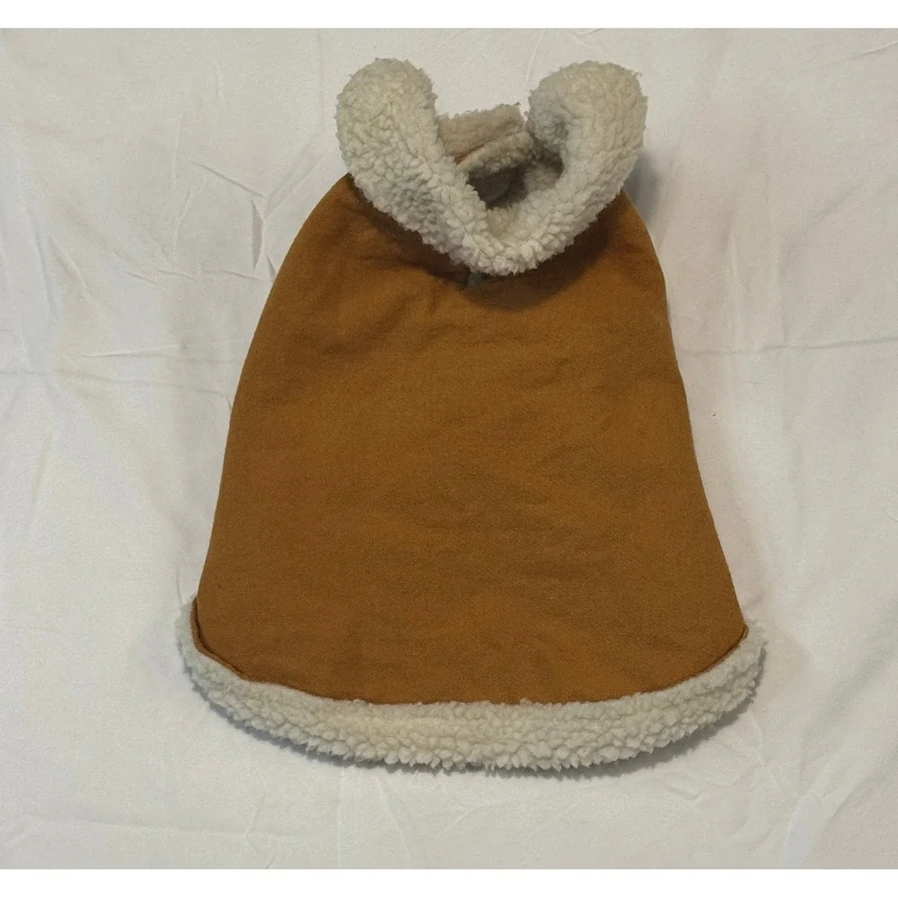 Brown Canvas Dog Chore Coat Fleece Lined Pet Vest Jacket Small